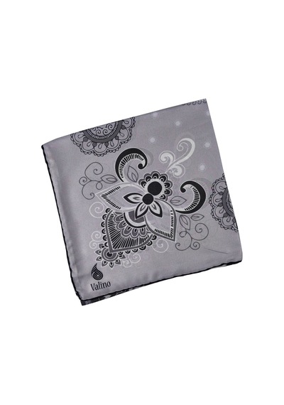 Mim Eşarp Mısırlı Eşarpları Mısırlı Eşarp Alize Krep Etnik Desenli Eşarp 140x140 Cm Gri - Siyah