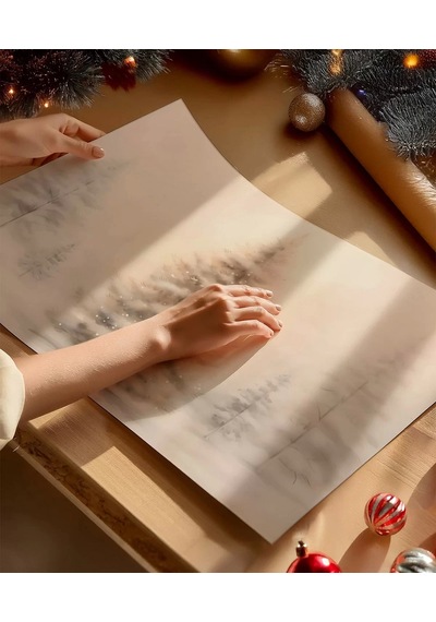Çerçevesiz Poster Aydınlatılmış Çam Ağacı
