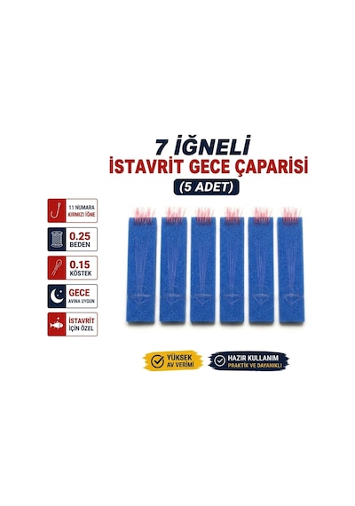 5 Adet - 11 Numara Kırmızı İğne Pembe Simli - 7 İğneli İstavrit Gece Çaparisi 0.25 Beden 0.15 Köstek Standart 5 Adet - 11 Numara Kırmızı İğne Pembe Simli - 7 İğneli İstavrit Gece Çaparisi 0.25 Beden 0.15 Köstek Standart
