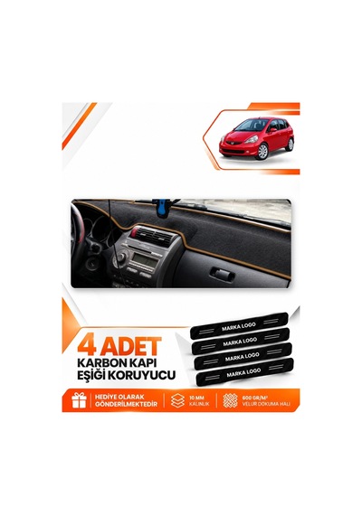 Honda Jazz 2002-2008 Uyumlu Ön Torpido Koruma Kılıfı Halısı Örtüsü - Siyah Kahverengi