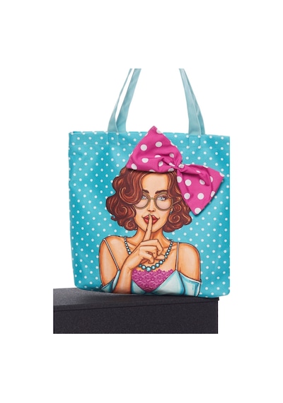Ayshome Popart Desen Bez Sarı Puantiyeli Plaj Alışveriş Çantası Çok Renkli