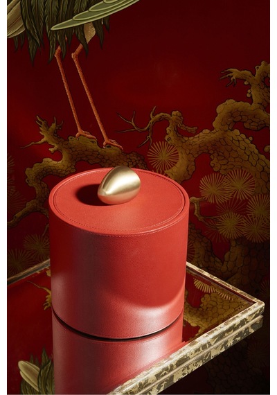 Tall Pebble Trinket Box, Kırmızı Deri Süs Kutusu
