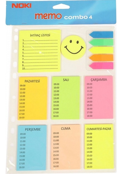Noki Memo Combo 4 Yapışkanlı Notluklar Şekilli 127