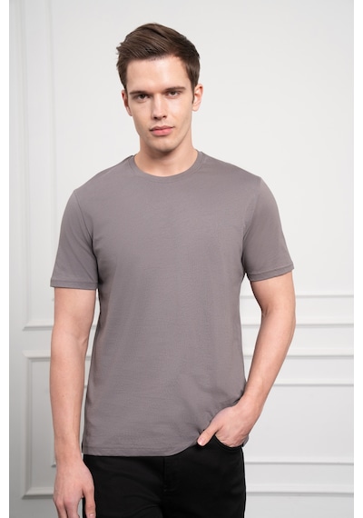 Erkek Antrasit Basic Bisiklet Yaka Dynamic Fit Pamuk T-shirt 25yc018004053 Antrasit Antrasit