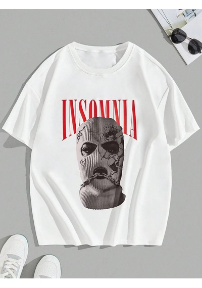 T-shirt - Baskılı Oversize Bisiklet Yaka Kısa Kol Tişört Beyaz