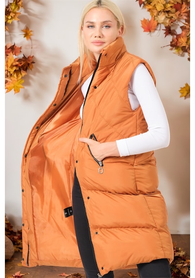 Z6743 Dewberry Bayan Yelek-düz Camel Düz Camel