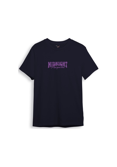 Midnight Margaritas Ön Ve Arka Baskılı %100 Pamuk Unisex Regular Fit T-shirt Lacivert