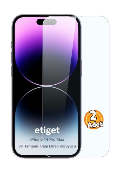 Apple Uyumlu   iPhone 14 Pro Max Temperli 9h Cam Ekran Koruyucu 2 Adet