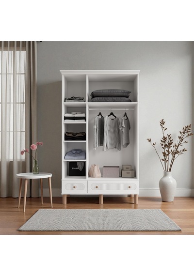Comiet Sally 3 Kapaklı Aynalı Çekmeceli Mdf Gardırop Beyaz
