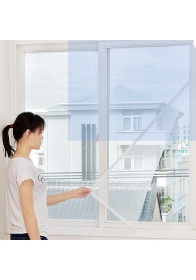 100 X 150 Cm Cırt Bantlı Yapışkanlı Çift Kanat Pencere Sinekliği Polyester