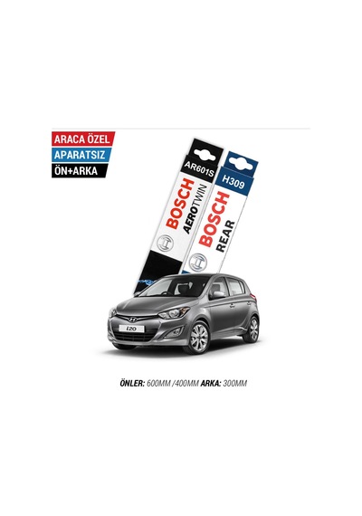 Hyundai İ20 Ön Arka Silecek Seti 2008-2014 Bosch Aerotwin