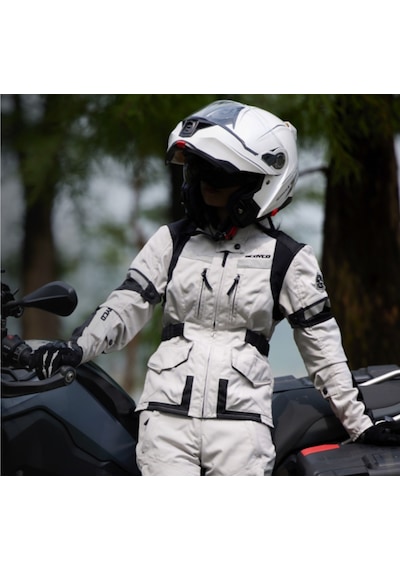 Ebakbak Motosiklet Kadın Montu 4 Mevsim Uzun Oxford 600-d Dayanıklı Kumaş Women Mont Grey
