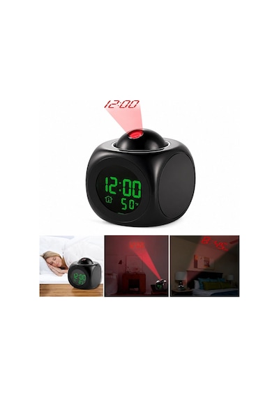 Sunup Sn-25936 Porjeksiyonlu Ledli Siyah Çalar Saat Masa Saati Diğer