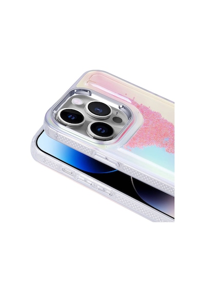 Ardemix Apple iPhone Uyumlu 14 Pro Kılıf Airbagli Renkli Arka Yüzey Boncuk Tasarımlı Kumul Kapak Mor