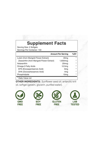 Lutein And Zeaxanthin Supplements, 40mg Per Serving, 300 Softgels