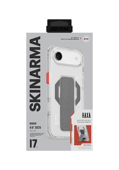 Apple Uyumlu iPhone 17 Air Kılıf M-safe Şarj Özellikli Airbag Tasarımlı Standlı Skinarma Haxa Kapak Şeffaf Şeffaf