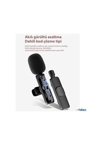 Type C Uyumlu Kablosuz Yaka Mikrofonu 2'li Mini Youtube Tiktok Canlı Yayın Kayıt Mikrofonu
