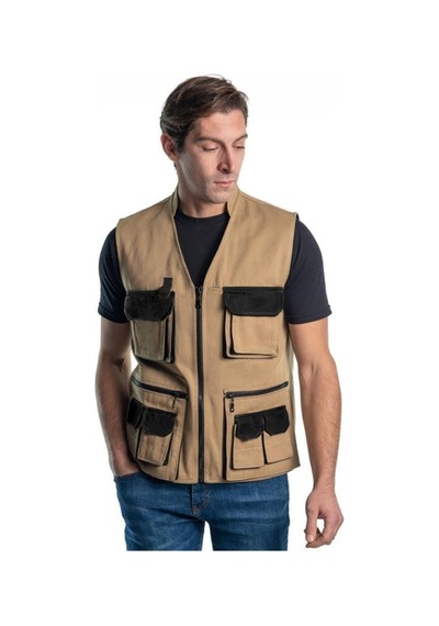 Şensel, Çok Cepli Yelek, Bej-Siyah -118E1357- Dört Mevsim-Vest