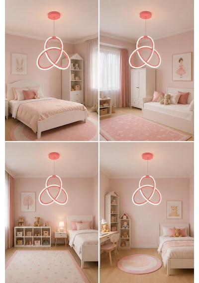AvizeGO Azora Led Sarkıt Avize Çocuk Odası Günışığı Pembe