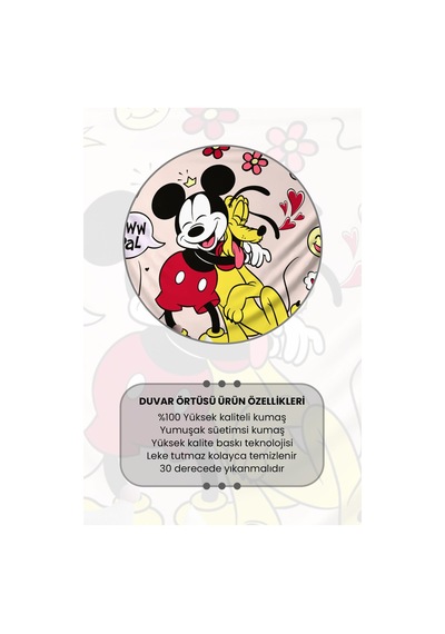 Mickey Mouse Ve Pluto Desenli Duvar Halısı Duvar Örtüsü Çocuk Odası Tapestry Süet Dokulu Kumaş