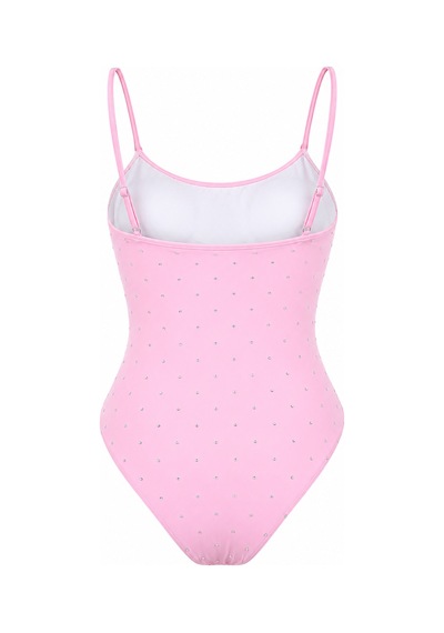 Genel Markalar Rhinestone Taşlı Pembe Mayo Pembe Pembe