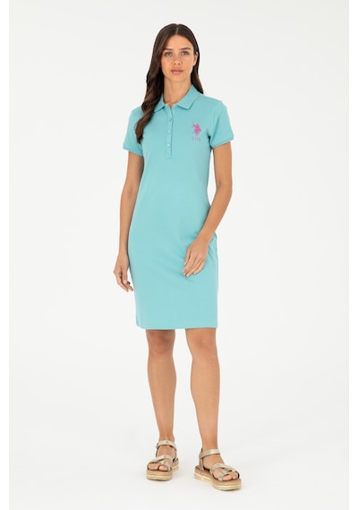 U.S. Polo Assn. Kadın Mint Polo Yaka Mini Boy Örme Elbise 50280064-VR090
