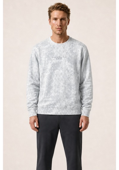 Redline Rummi Desenli Kışlık Yeni Sezon Erkek Regular Fit Sweatshirt Beyaz