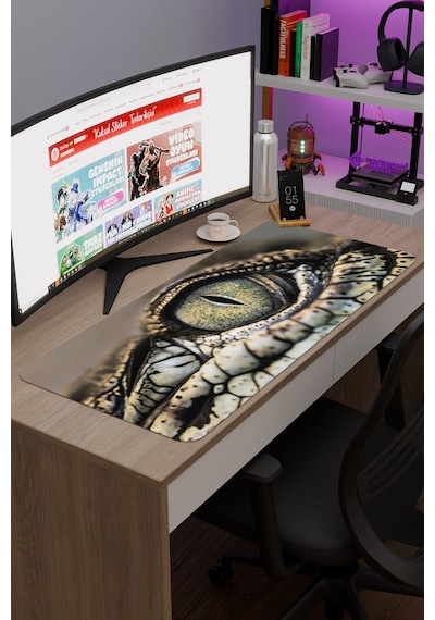 Timsah Kaymaz Dikişli Kauçuk Oyuncu Mousepad V2 - 90x40 Xxl Gaming Mouse Pad Fare Altlığı