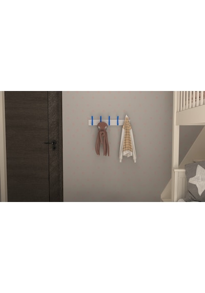 Hepsi3boyutlu Modern Duvar Kapı Askılık - 5 Adet Mavi Askılık Mavi