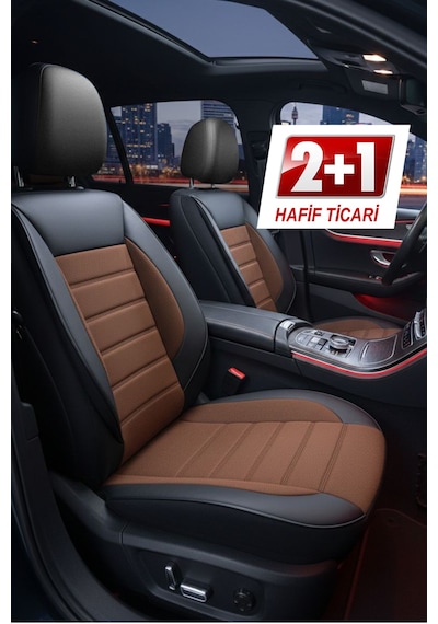 Speed Serisi Pike Kumaş Ticari 2+1 Oto Koltuk Kılıfı - Doblo-caddy-berlingo-dokker-courier-kangoo Uyumlu Taba