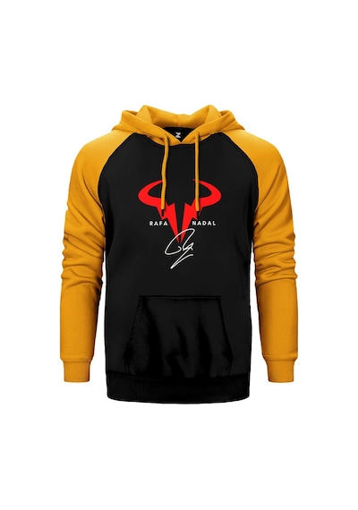 Rafael Nadal Logo Sarı Renk Reglan Kol Kapşonlu Sweatshirt Sarı