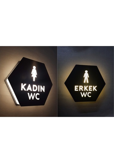 Honeycomb Serisi Işıklı Erkek Wc Ve Kadın Wc Yönlendirme Seti