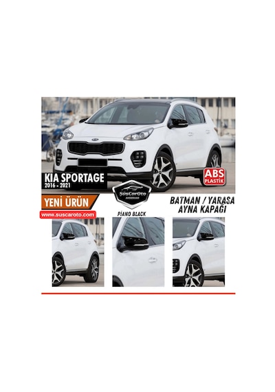 Kia Sportage 2016-2021 Sinyalli Uyumlu Batman Yarasa Ayna Kapağı Piano Black Abs Plastik Sağ Sol Takım 00 Şüscaroto Aksesuar