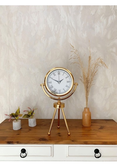 Gold Metal Mini Tripod Retro Masa Saati 45 26 Cm Renkli