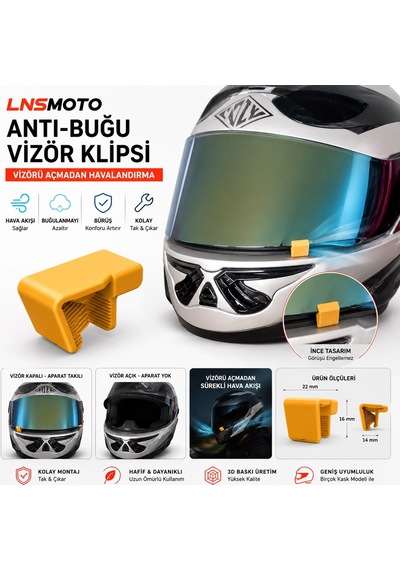 Lnsmoto Kask Vizör Havalandırma Klipsi Anti Buğu Aparatı Motosiklet Kask Vizör Aralayıcı