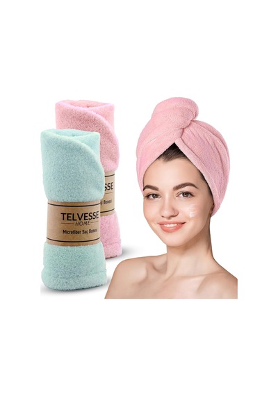 Lexroo Mikrofiber Saç Havlusu Süper Emici Hızlı Kuruyan Türban Saç Havlusu Şapkası Çok Renkli