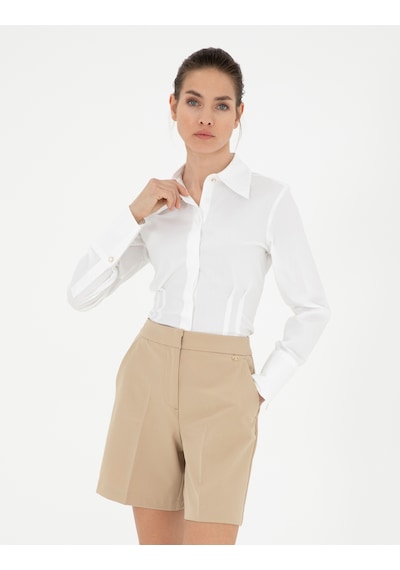 Pierre Cardin Kadın Beyaz Gömlek Desenli 50284562-vr013 Beyaz
