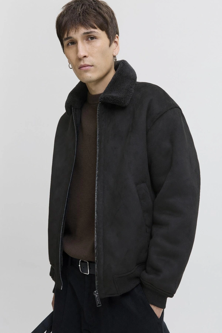 Jack & Jones Erkek Jprccluke Bomber Ceket Siyah, Yüksek Kalite, Fermuarlı, Uzun Kollu, Günlük Kullanıma Uygun Siyah