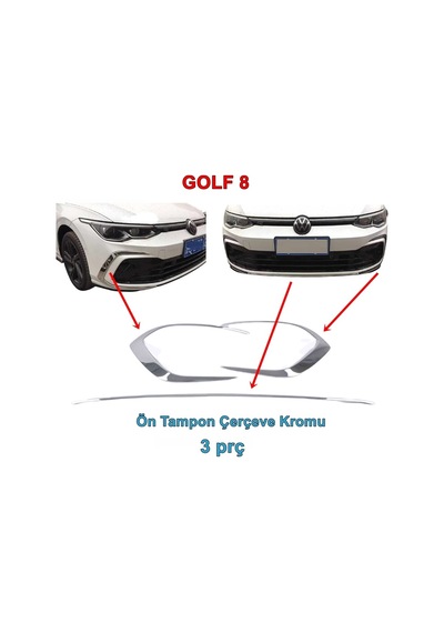 Vw Golf 8 Ön Tampon Çerçevesi Nikelajı 2020 Sonrası 3 Prç P.Çelik N11.2176