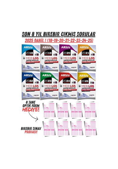 8. Sınıf Lgs Son 8 Yıl Tıpkı Basım Birebir Çıkmış Sorular Deneme Video Çözümlü Optik Seti