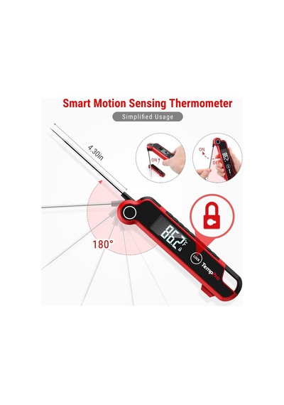 Thermopro Tp620 Su Geçirmez Dijital Gıda Termometresi, 2 Saniyede Anında Okuyan Hareket Sensörlü Dönen Ekran Barb Diğer
