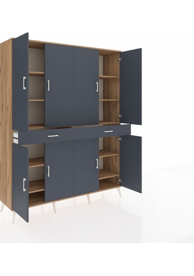Hyperion Gardrop 10 Raflı 2 Çekmeceli 8 Kapaklı 176x44x221 Çam-antrasit Antrasit Hyperion Gardrop 10 Raflı 2 Çekmeceli 8 Kapaklı 176x44x221 Çam-antrasit Antrasit