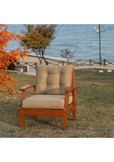 Çengelköy Tekli Ahşap Koltuk - Evinizde, Bahçenizde (Minderli)