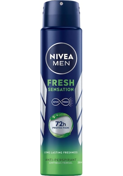 Nıvea Men Erkek Sprey Deodorant Fresh Sensation 250 Ml, 72 Saat Terleme Ve Ter Kokusuna Karşı Anti-perspirant Koruma,ferah Koku,avantajlı Boy