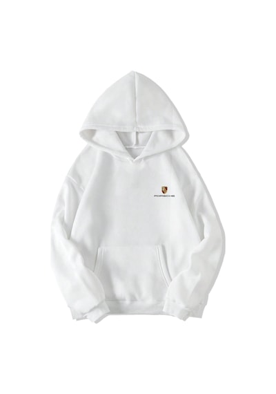 Brz Collection Unisex Oversize Porsche 911 Hoodie Beyaz-beyaz Beyaz