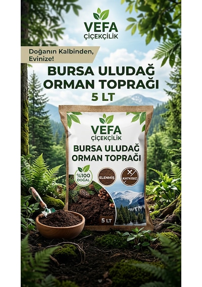 Bursa Uludağ Orman Toprağı 5 Lt - %100 Doğal Katkısız Elenmiş Bitki Toprağı