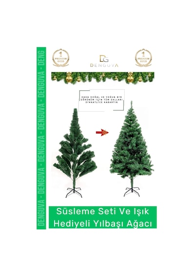 Noelpaketi Lüks Sık Yapraklı Yeşil Çam Ağacı Kaliteli Yılbaşı Dekorasyon Noel Paketi 120 Cm 123 Dal Standart