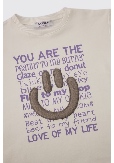 Panço Kız Bebek Ekru-lila Sweatshirt 2521gb08076 Krem