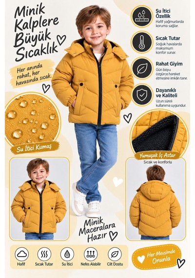 Ahengim Erkek Çocuk Kapüşonlu Şişme Mont Fermuarlı Cep Detaylı Günlük Kışlık Su İtici Çocuk Montu Ak4280 Sari Ahengim Erkek Çocuk Kapüşonlu Şişme Mont Fermuarlı Cep Detaylı Günlük Kışlık Su İtici Çocuk Montu Ak4280 Sari
