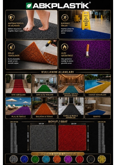 Abkmav-100x400 Kıvırcık Paspas Tüm Ölçüler Kaymaz Taban Halı Yolluk Kapı Önü Paspası Mavi